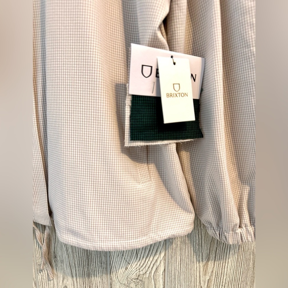 NEW! BRIXTON BEIGE GINGHAM LEEDS Jacket Womens Size Small Oversized NWT - Picture 4 of 16